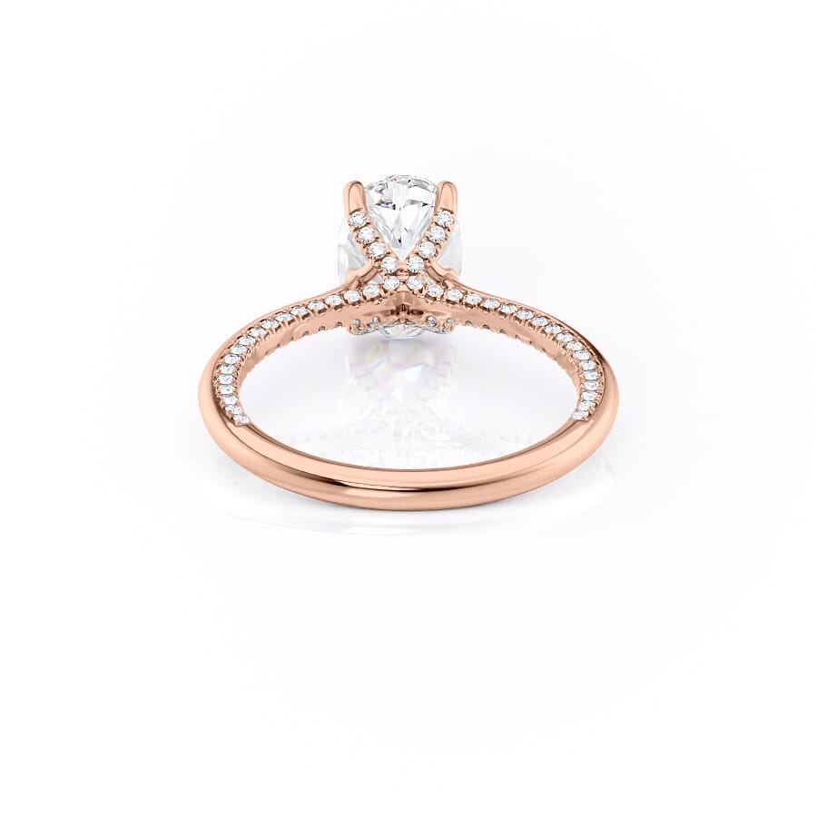 Divine Allure 2.01 Carat VVS1 Lab-Grown Oval Solitaire With Accents Engagement Ring in 18K Rose Gold Back View