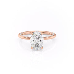 Divine Allure 2.01 Carat VVS1 Lab-Grown Oval Solitaire With Accents Engagement Ring in 18K Rose Gold Front View