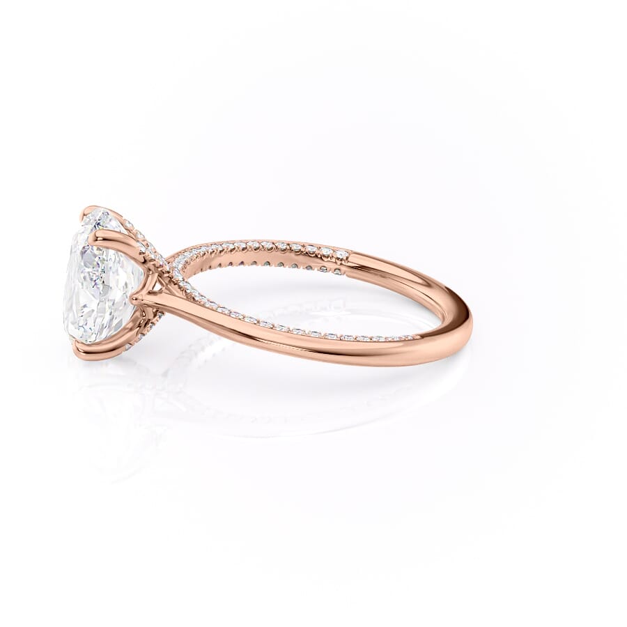 Divine Allure 2.01 Carat VVS1 Lab-Grown Oval Solitaire With Accents Engagement Ring in 18K Rose Gold Left View