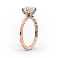 Divine Allure 2.01 Carat VVS1 Lab-Grown Oval Solitaire With Accents Engagement Ring in 18K Rose Gold Stand View