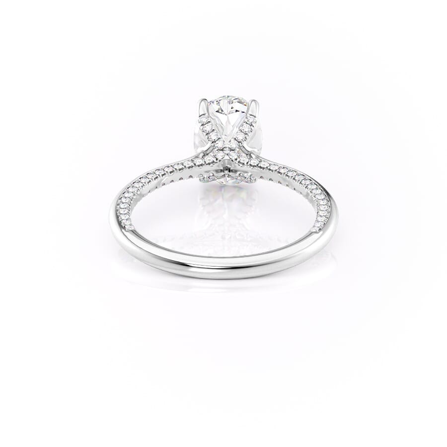 Divine Allure 2.01 Carat VVS1 Lab-Grown Oval Solitaire With Accents Engagement Ring in 18K White Gold Back View