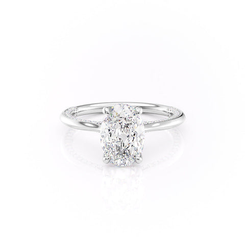 Divine Allure 2.01 Carat VVS Lab-Grown Oval Solitaire With Accents Engagement Ring in 18K Gold