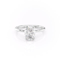 Divine Allure 2.01 Carat VVS1 Lab-Grown Oval Solitaire With Accents Engagement Ring in 18K White Gold Front View