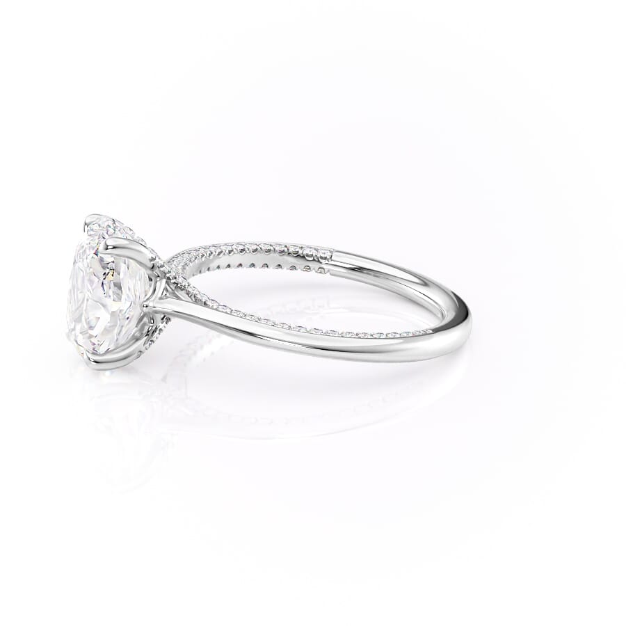 Divine Allure 2.01 Carat VVS1 Lab-Grown Oval Solitaire With Accents Engagement Ring in 18K White Gold Left View