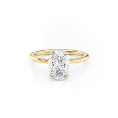 Divine Allure 2.01 Carat VVS1 Lab-Grown Oval Solitaire With Accents Engagement Ring in 18K Yellow Gold Front View