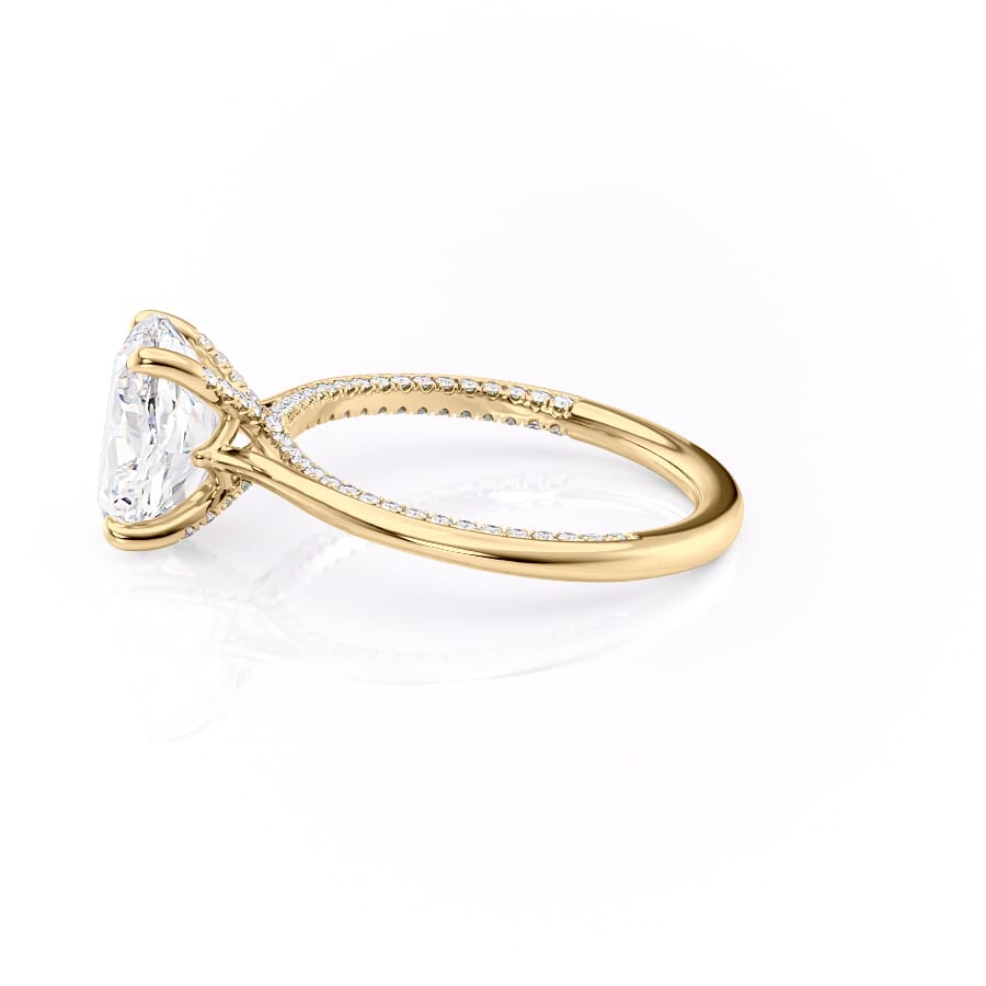 Divine Allure 2.01 Carat VVS1 Lab-Grown Oval Solitaire With Accents Engagement Ring in 18K Yellow Gold Left Side View