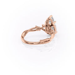 Divine Gleam 2 Carat VVS1 Lab‑Grown Pear Halo Engagement Ring in 18K Rose Gold Back Cross View