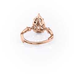 Divine Gleam 2 Carat VVS1 Lab‑Grown Pear Halo Engagement Ring in 18K Rose Gold Back View