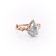 Divine Gleam 2 Carat VVS1 Lab‑Grown Pear Halo Engagement Ring in 18K Rose Gold Front Cross View