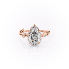 Divine Gleam 2 Carat VVS1 Lab‑Grown Pear Halo Engagement Ring in 18K Rose Gold Front View