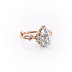 Divine Gleam 2 Carat VVS1 Lab‑Grown Pear Halo Engagement Ring in 18K Rose Gold Right Cross View
