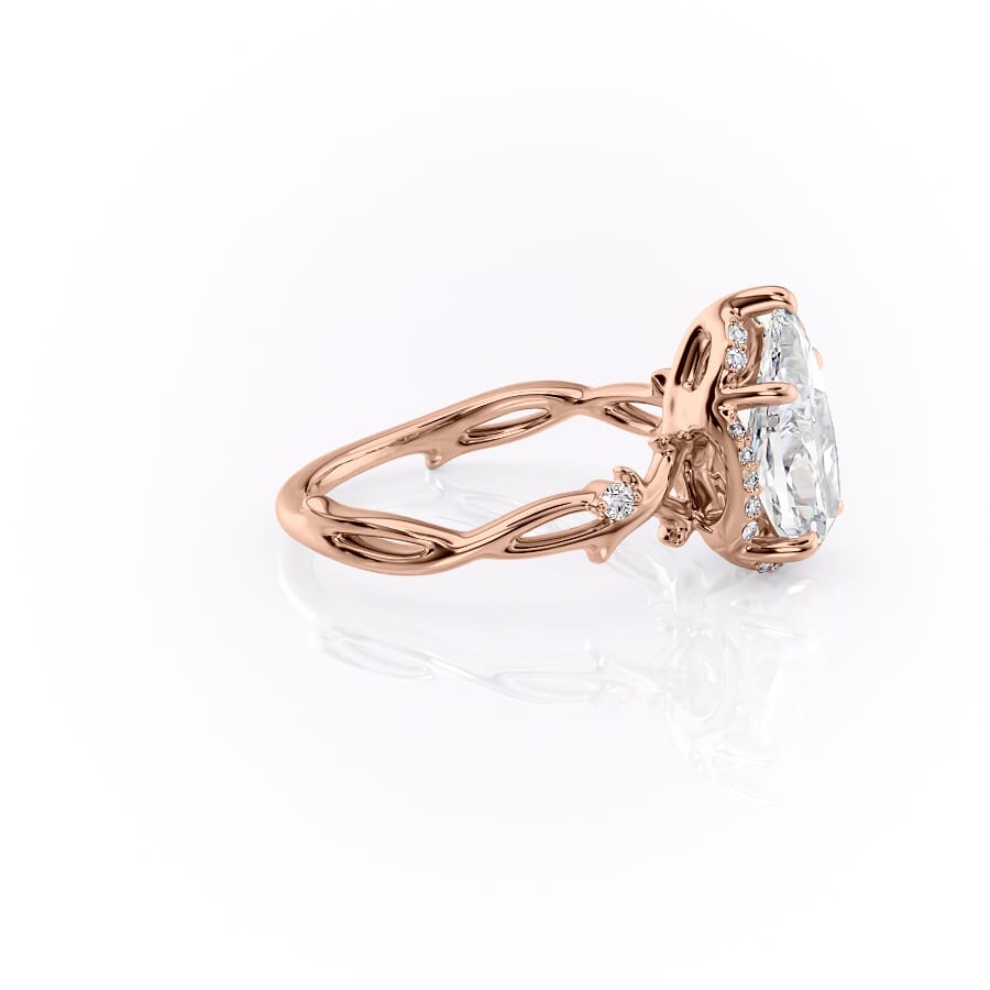 Divine Gleam 2 Carat VVS1 Lab‑Grown Pear Halo Engagement Ring in 18K Rose Gold Right View