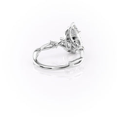 Divine Gleam 2 Carat VVS1 Lab‑Grown Pear Halo Engagement Ring in 18K White Gold Back Cross View