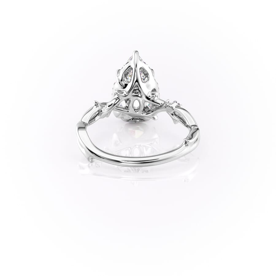 Divine Gleam 2 Carat VVS1 Lab‑Grown Pear Halo Engagement Ring in 18K White Gold Back View