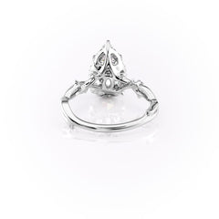 Divine Gleam 2 Carat VVS1 Lab‑Grown Pear Halo Engagement Ring in 18K White Gold Back View