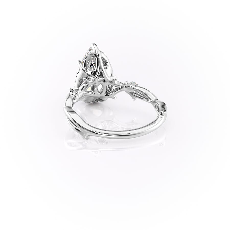 Divine Gleam 2 Carat VVS1 Lab‑Grown Pear Halo Engagement Ring in 18K White Gold Left Cross View