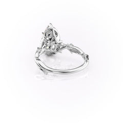 Divine Gleam 2 Carat VVS1 Lab‑Grown Pear Halo Engagement Ring in 18K White Gold Left Cross View