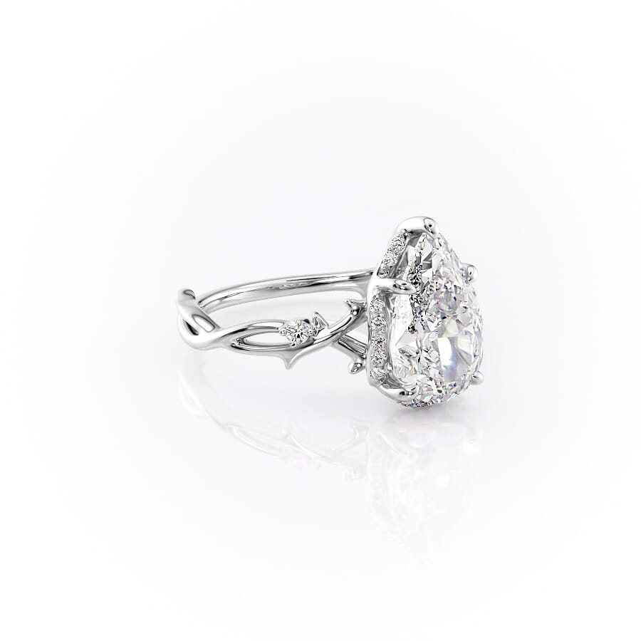 Divine Gleam 2 Carat VVS1 Lab‑Grown Pear Halo Engagement Ring in 18K White Gold Right Cross View