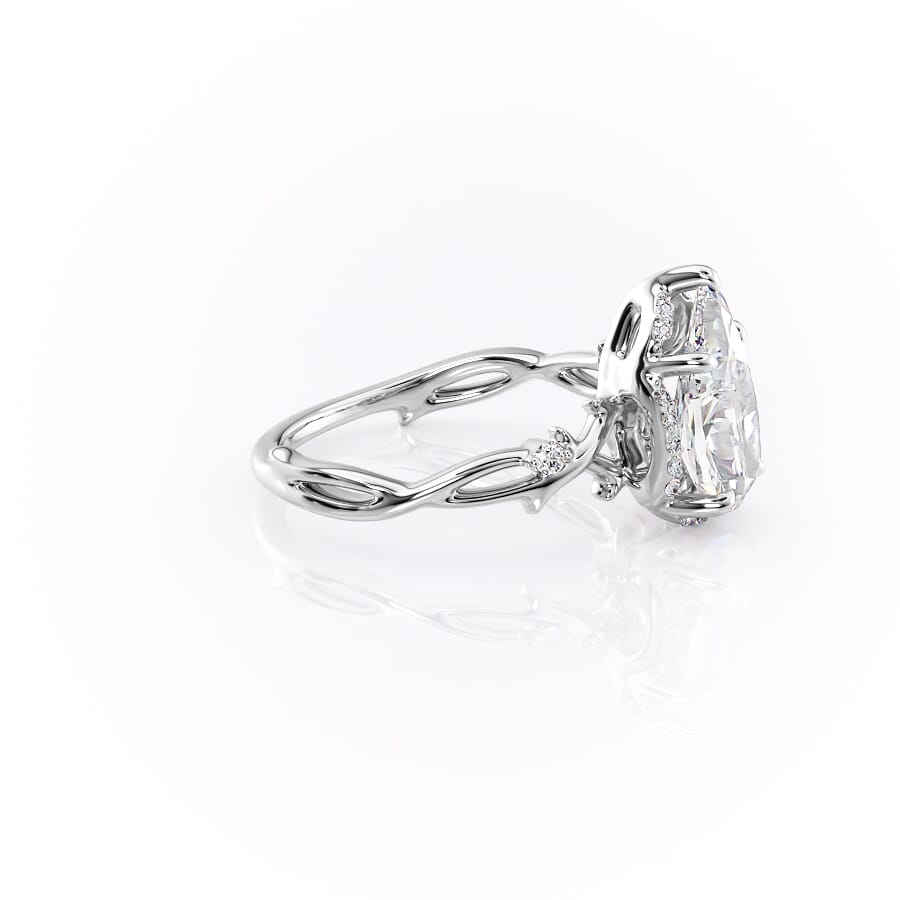 Divine Gleam 2 Carat VVS1 Lab‑Grown Pear Halo Engagement Ring in 18K White Gold Right View