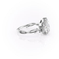 Divine Gleam 2 Carat VVS1 Lab‑Grown Pear Halo Engagement Ring in 18K White Gold Right View