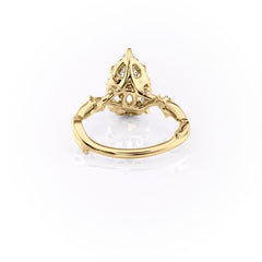 Divine Gleam 2 Carat VVS1 Lab‑Grown Pear Halo Engagement Ring in 18K Yellow Gold Back View 