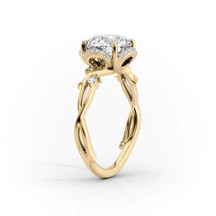 Divine Gleam 2 Carat VVS1 Lab‑Grown Pear Halo Engagement Ring in 18K Yellow Gold Standing View 