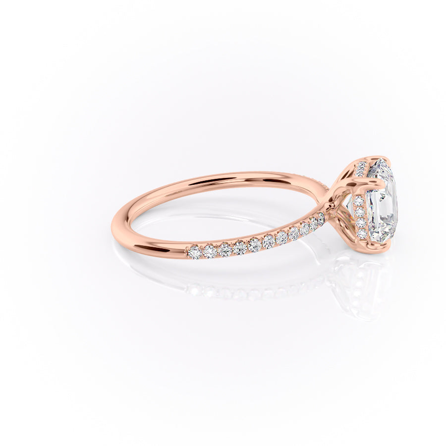 Echelon 1.94 Carat VVS Lab-Grown Asscher Hidden Halo Pave Engagement Ring in 18K Rose Gold Right View