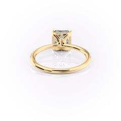 Echelon 1.94 Carat VVS Lab-Grown Asscher Hidden Halo Pave Engagement Ring in 18K Rose Gold Yellow Gold Back View