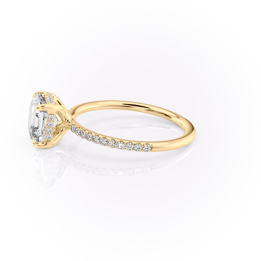 Echelon 1.94 Carat VVS Lab-Grown Asscher Hidden Halo Pave Engagement Ring in 18K Rose Gold Yellow Gold Left View