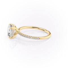 Echelon 1.94 Carat VVS Lab-Grown Asscher Hidden Halo Pave Engagement Ring in 18K Rose Gold Yellow Gold Left View