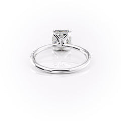 Echelon 1.94 Carat VVS Lab-Grown Asscher Hidden Halo Pave Engagement Ring in 18K White Gold Back View