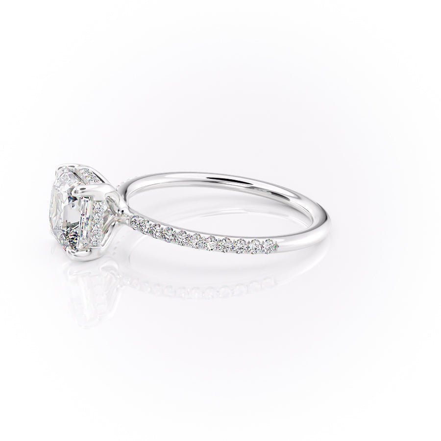 Echelon 1.94 Carat VVS Lab-Grown Asscher Hidden Halo Pave Engagement Ring in 18K White Gold Left View