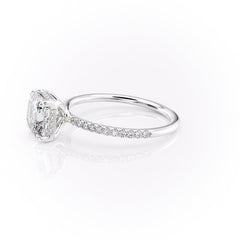 Echelon 1.94 Carat VVS Lab-Grown Asscher Hidden Halo Pave Engagement Ring in 18K White Gold Left View