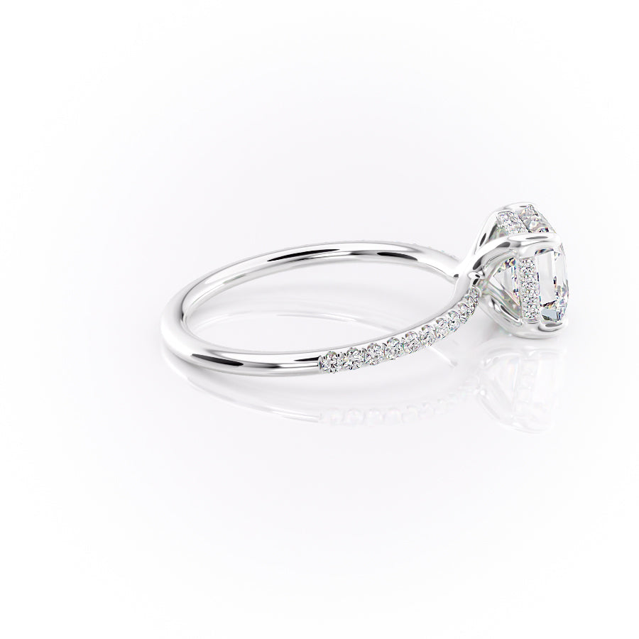 Echelon 1.94 Carat VVS Lab-Grown Asscher Hidden Halo Pave Engagement Ring in 18K White Gold Right View