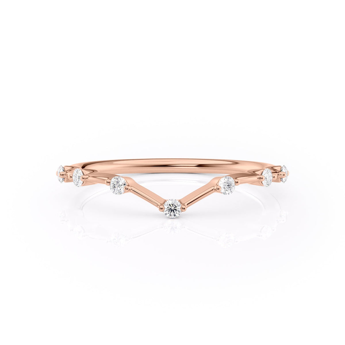 Echo Wave VVS1 Lab-Grown Half-Eternity Wedding Ring in 18K Rose Gold Front View