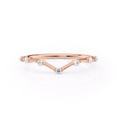 Echo Wave VVS1 Lab-Grown Half-Eternity Wedding Ring in 18K Rose Gold Front View