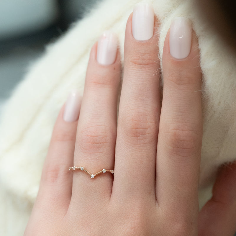 Echo Wave VVS1 Lab-Grown Half-Eternity Wedding Ring in 18K Rose Gold Hand View