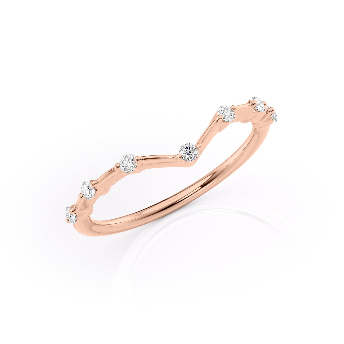 Echo Wave VVS1 Lab-Grown Half-Eternity Wedding Ring in 18K Rose Gold Standing View