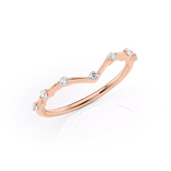Echo Wave VVS1 Lab-Grown Half-Eternity Wedding Ring in 18K Rose Gold Standing View