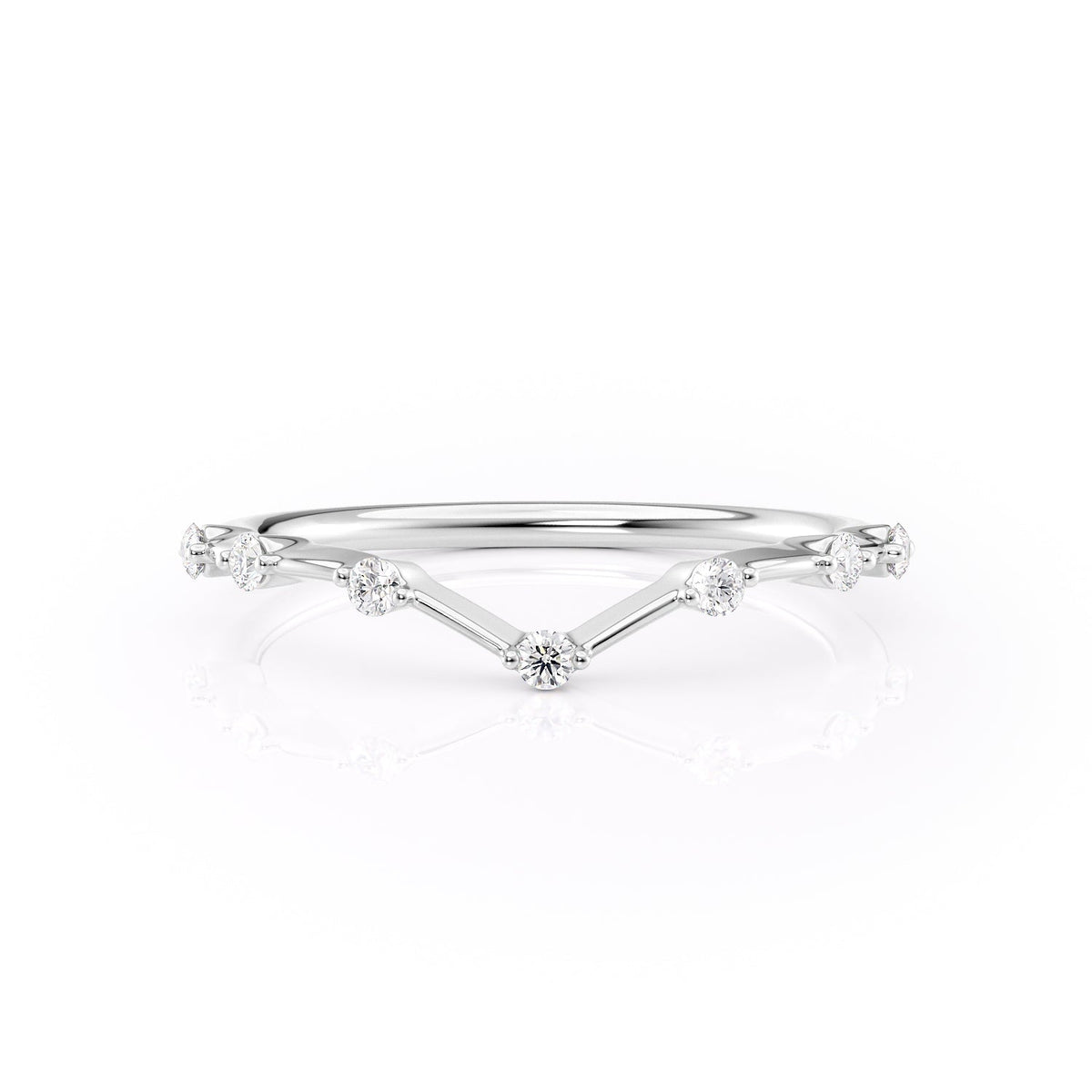 Echo Wave VVS1 Lab-Grown Half-Eternity Wedding Ring in 18K White Gold Front View