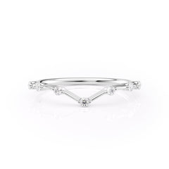 Echo Wave VVS1 Lab-Grown Half-Eternity Wedding Ring in 18K White Gold Front View