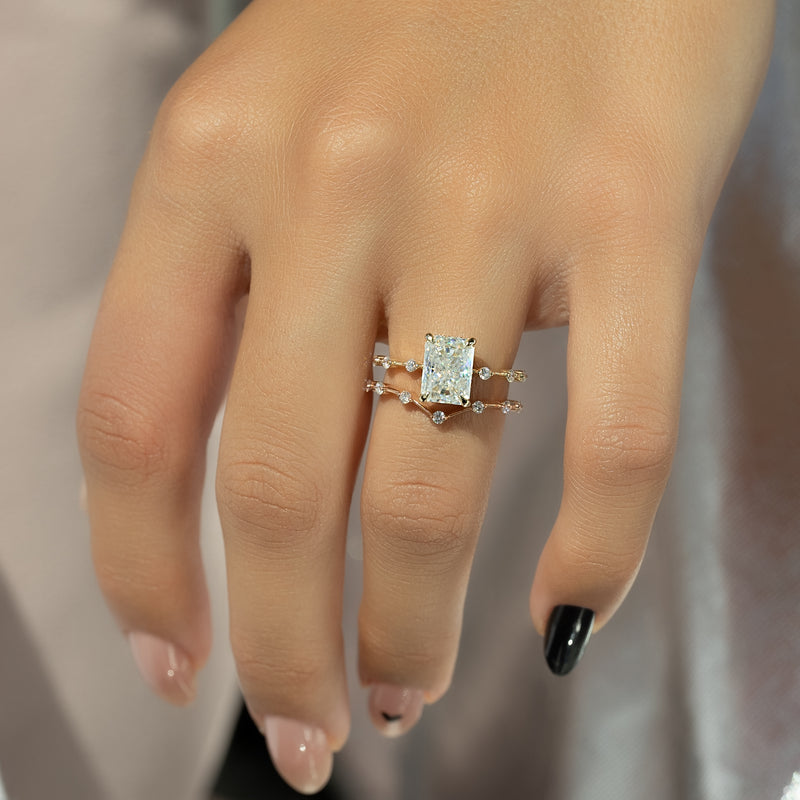 Echo Wave VVS1 Lab-Grown Half-Eternity Wedding Ring in 18K Yellow Gold Finger View