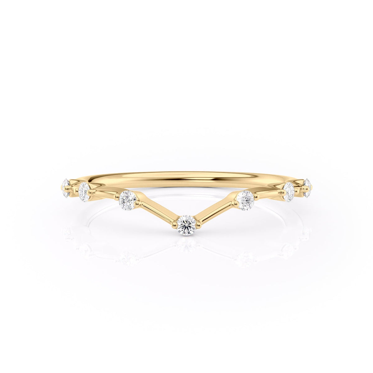 Echo Wave VVS1 Lab-Grown Half-Eternity Wedding Ring in 18K Yellow Gold Front View