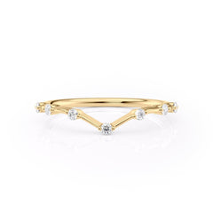 Echo Wave VVS1 Lab-Grown Half-Eternity Wedding Ring in 18K Yellow Gold Front View