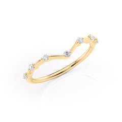 Echo Wave VVS1 Lab-Grown Half-Eternity Wedding Ring in 18K Yellow Gold Standing View