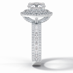 Eclipse 2.06 Carat Round VS1 Lab-Grown Double Halo Engagement Ring in 18K Gold