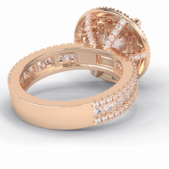 Eclipse 2.06 Carat Round VS1 Lab-Grown Double Halo Engagement Ring in 18K Rose Gold
