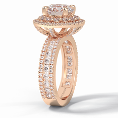 Eclipse 2.06 Carat Round VS1 Lab-Grown Double Halo Engagement Ring in 18K Rose Gold