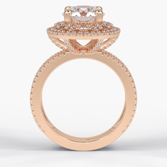 Eclipse 2.06 Carat Round VS1 Lab-Grown Double Halo Engagement Ring in 18K Rose Gold