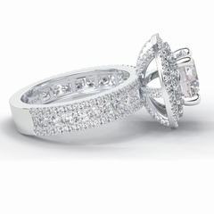 Eclipse 2.06 Carat Round VS1 Lab-Grown Double Halo Engagement Ring in 18K White Gold